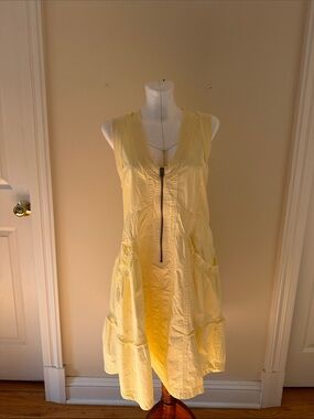 Sleeveless Lemon Yellow Zip-Front Mini Dress